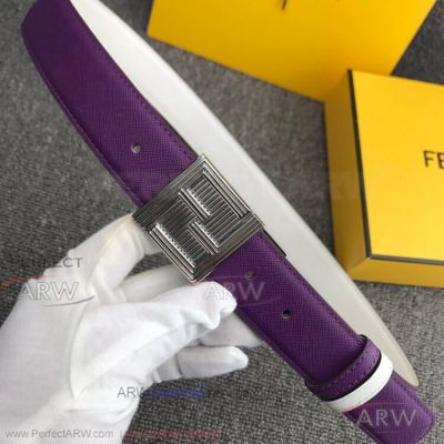 AAA Fendi 3.5cm Women's Belt - Purple Leather SS Buckle